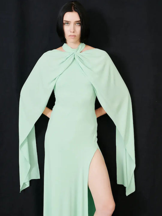 Summer Maxi Evening Dress Open Back Aloe Vera