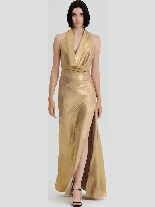 Maxi Evening Slip Dress Gold