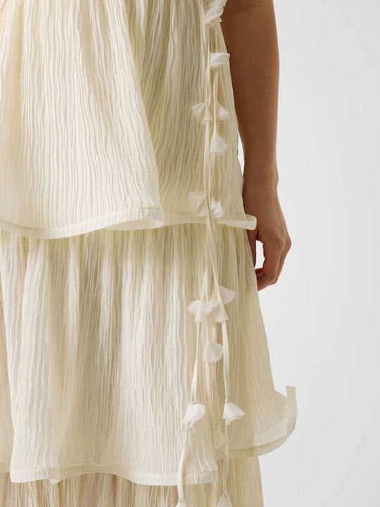 Sommer Midi Wickel Damenkleid Beige