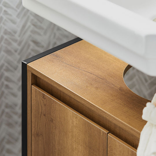 SoBuy Badezimmerschrank B60xT30xH60cm Braun