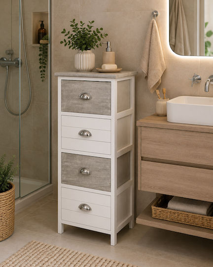 MRShome Bathroom Cabinet 37.5x27.5x89.5cm White