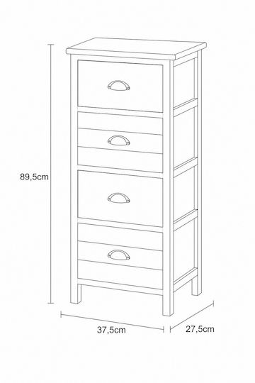 MRShome Bathroom Cabinet 37.5x27.5x89.5cm White