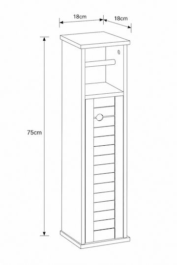 MRShome Bathroom Cabinet 18x18x75cm Gray