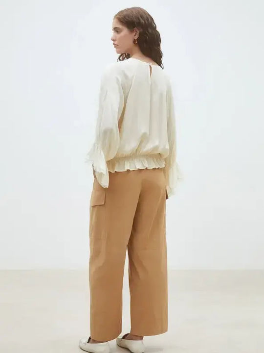Bluza Damă Cu Dantelă Crem