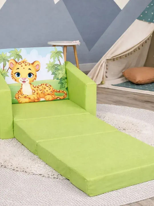 Fotoliu Leopard Cu brațe Verde 37x45x32buc 1buc