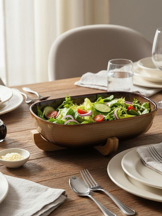 Karvounis Wooden Salad Bowl Brown 28.5x16.5cm