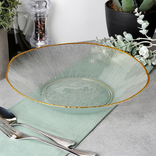 Home&Styling Collection Σαλατιέρα Γυάλινη Χρυσή 29.5x29x6cm