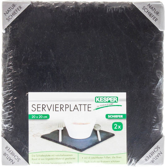 Kesper Servierplatte Stein 20x20cm 2Stück