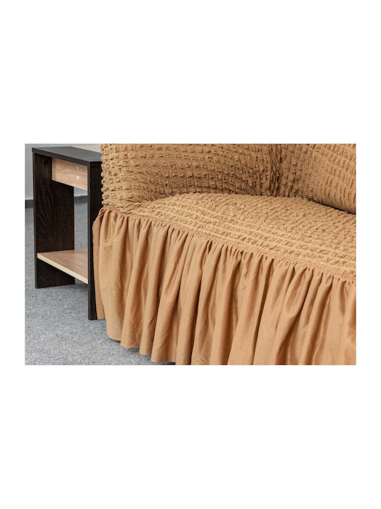 Elastic Cover for Corner Sofa with Skirt Cvr-cgv-dark beige