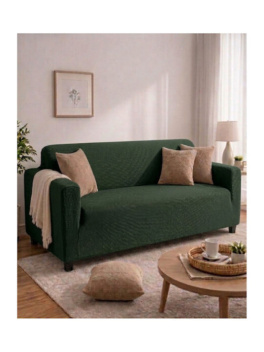 Ehome Еластичен Калъф За 4-местен диван Зелен 1бр LINEN-4-Πράσινο