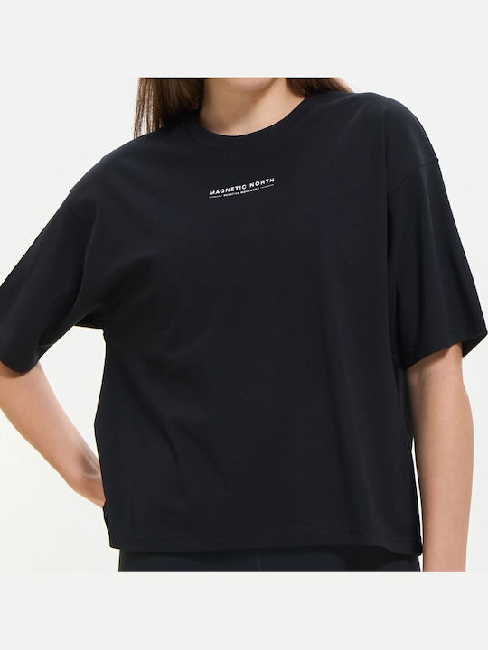 Damen Sport Crop T-shirt Schwarz