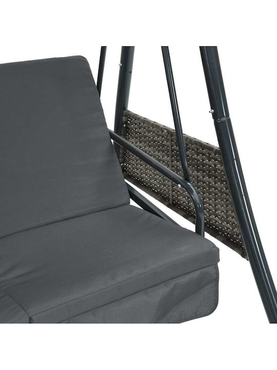 Garten & Veranda Schaukel mit Basis und Kissen 3 Sitze Metallisch Gray L198xB123xH205cm