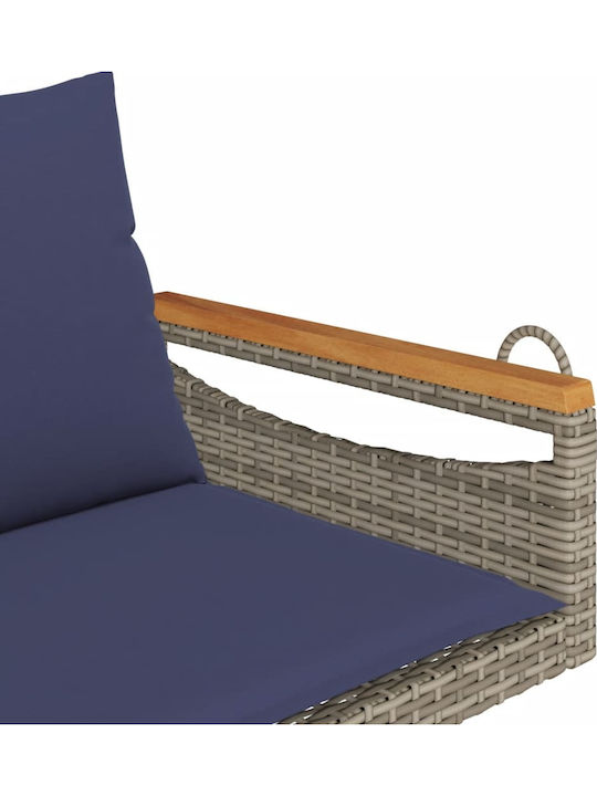 Hanging Swing with Pillow 2 Seats Rattan Gray Load Weight up to 110kg L109xD62xH40cm