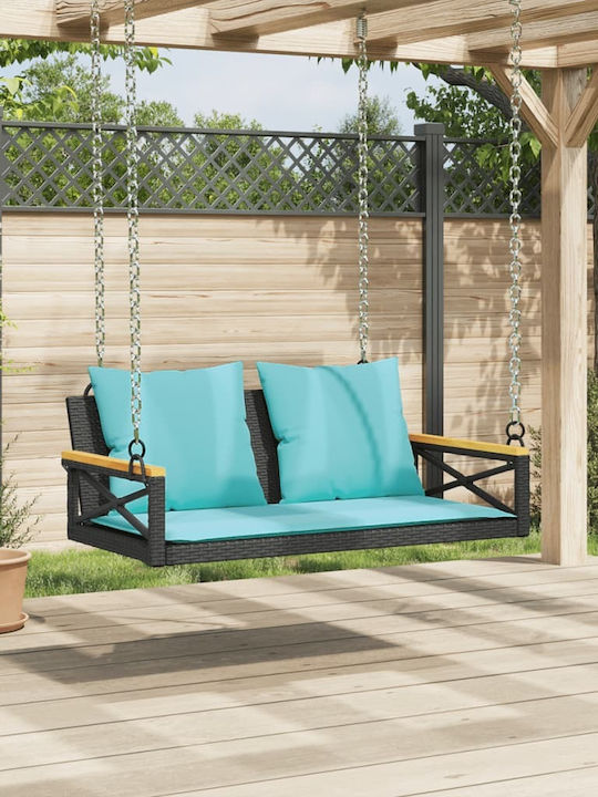 Hanging Swing with Pillow 2 Seats Rattan Gray Load Weight up to 110kg L109xW62xH40cm