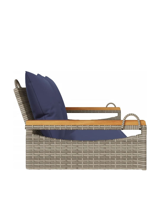 Hanging Swing with Pillow 2 Seats Rattan Gray Load Weight up to 110kg L109xD62xH40cm