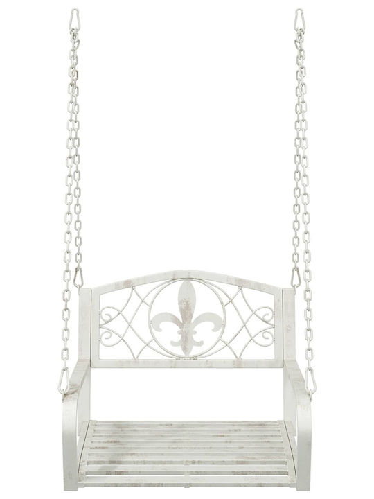 Swing Armchair with Stand and Pillow Metallic White Load Capacity up to 200kg L71.5xW59xH55cm
