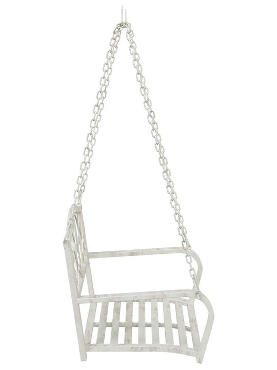 Swing Armchair with Stand and Pillow Metallic White Load Capacity up to 200kg L71.5xW59xH55cm