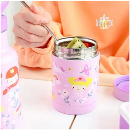 A Little Lovely Company Stainless Steel Kids Dinner Set 0.3l Thermal Grey 12 x 8 x 8cm