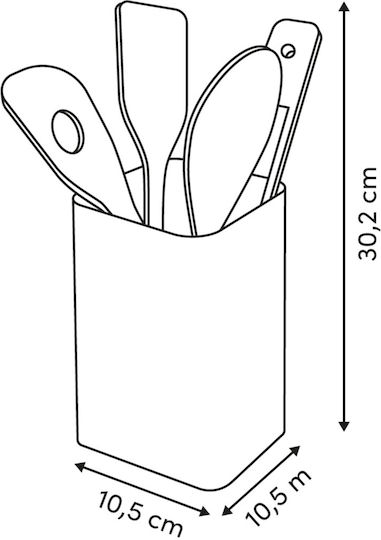 5Five Set of Wooden Cooking Utensils With Stand 4 Pieces Brown