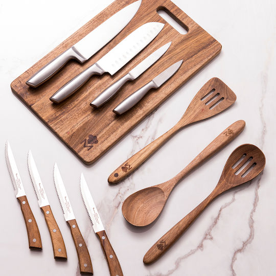 Bergner Set of Brown Wooden Cooking Utensils