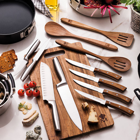 Bergner Set of Brown Wooden Cooking Utensils