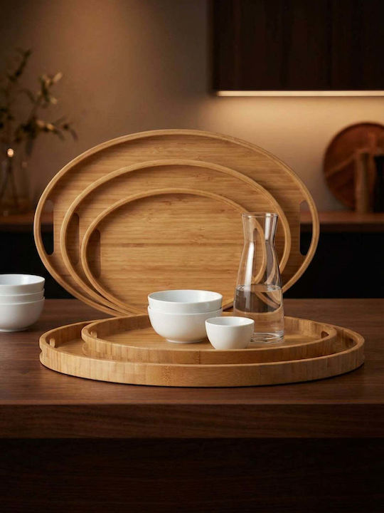SteweHome Bamboo Δίσκος Σερβιρίσματος 45x30x29cm 3τμχ