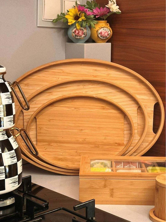 SteweHome Bamboo Δίσκος Σερβιρίσματος 45x30x29cm 3τμχ