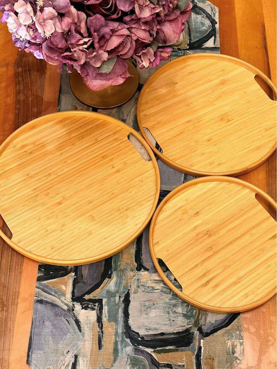 SteweHome Bamboo Serving Tray 38x38x30cm 3 Pieces