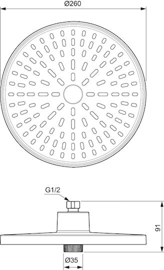 Ideal Standard Idealrain Στρογγυλή Κεφαλή Ντουζ 26cm