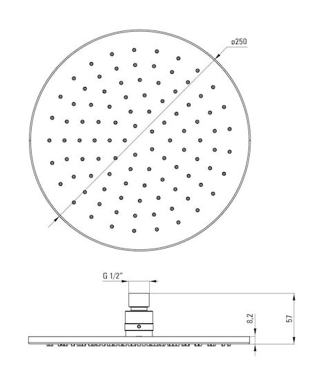 Deante Στρογγυλή Κεφαλή Ντουζ 25cm