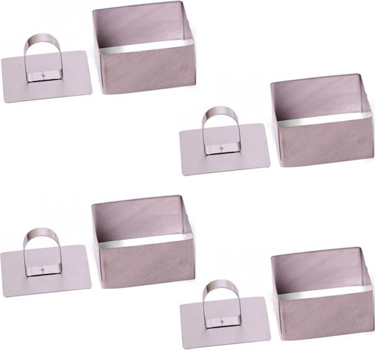 Set 3 Square Stainless Steel Baking Molds Raki 8.5x8.5x4.5cm Mn01981075