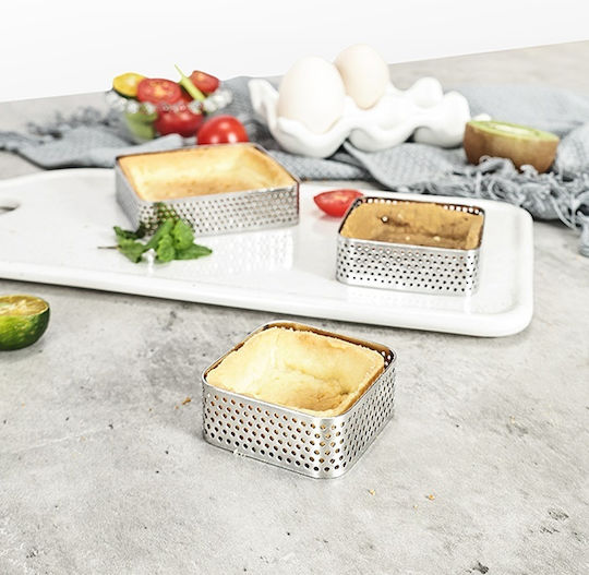Perforated Square Cake Ring 7.5x7.5x2cm Tart Edge