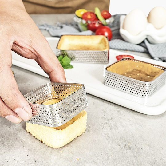 Perforated Square Cake Ring 7.5x7.5x2cm Tart Edge
