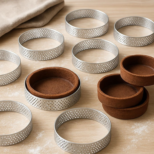 Perforated Tart Ring Mold Ø=8cm Set of 6 Rings