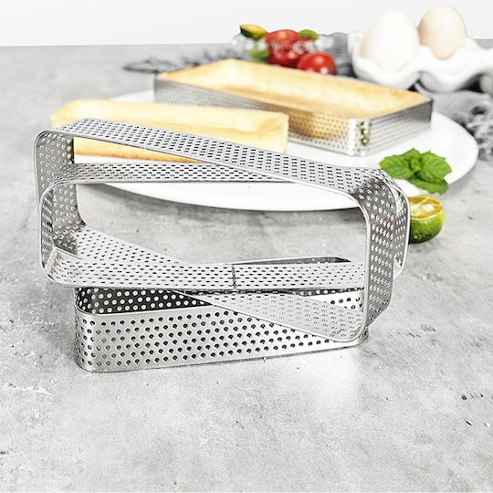 Perforated Tartlet Mold 10x4xh2cm Rectangular Tart Edge