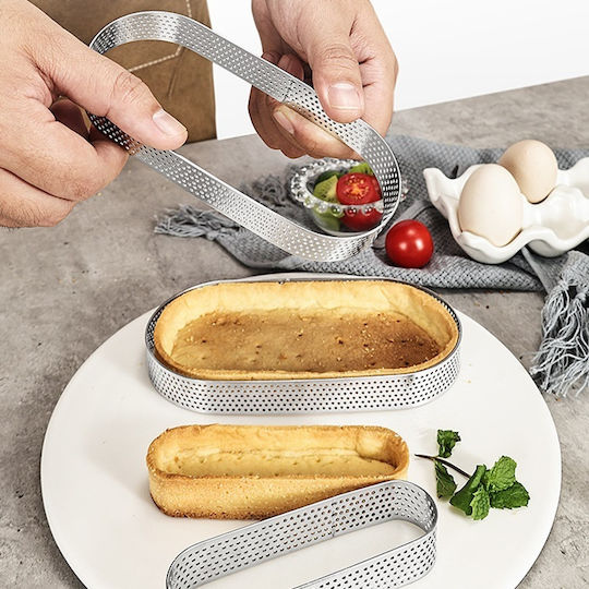 Perforated Tartlet Ring 15x5xh2cm Oval Tart Ring