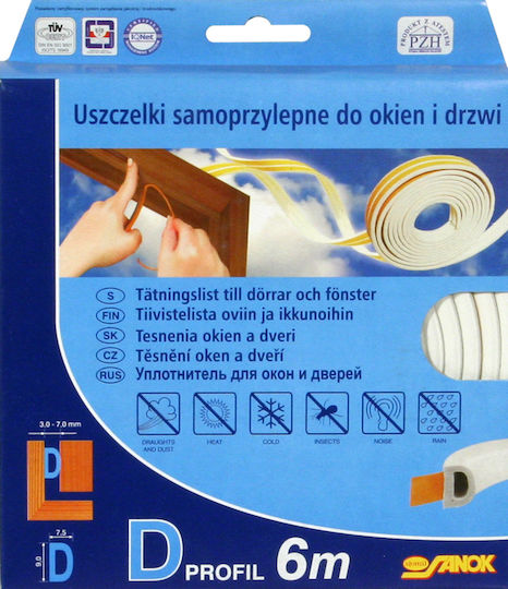 Vorel Foam Rubber Draft Stopper Window in White Color 9mx5.5cm