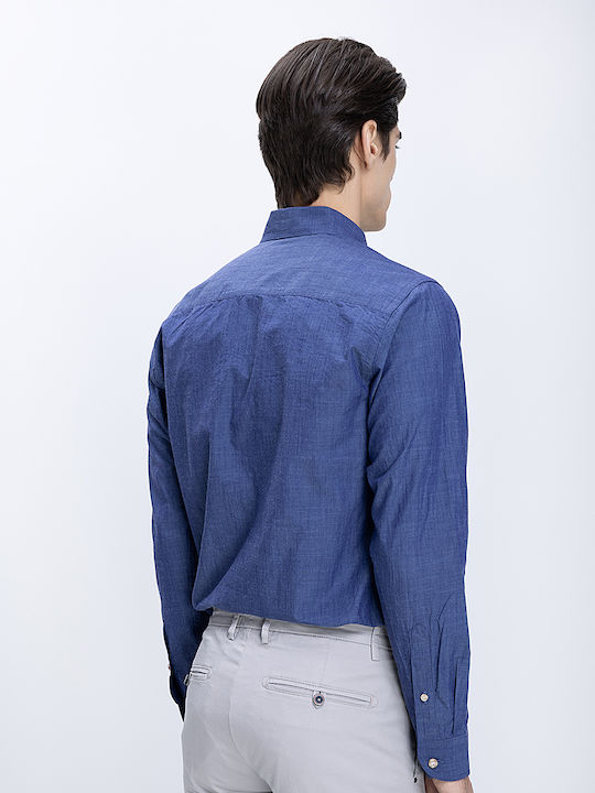 Long Sleeve Denim Shirt Dark Blue