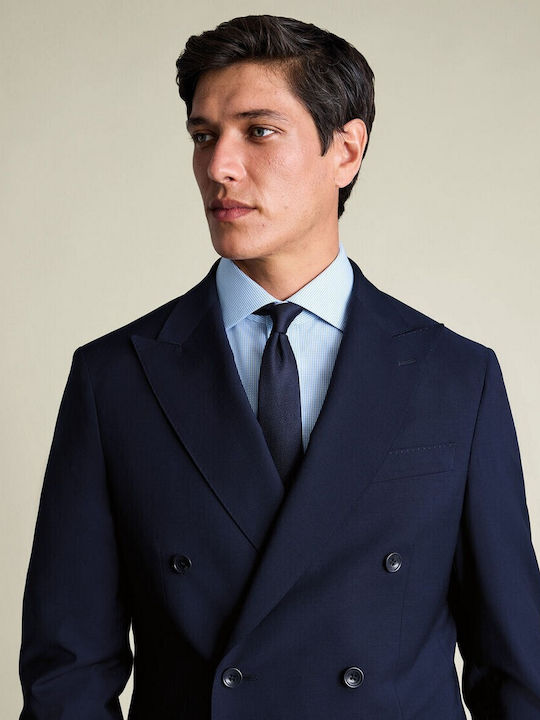 Charles Tyrwhitt Βαμβακερό Πουκάμισο Μπλέ Ανοιχτό