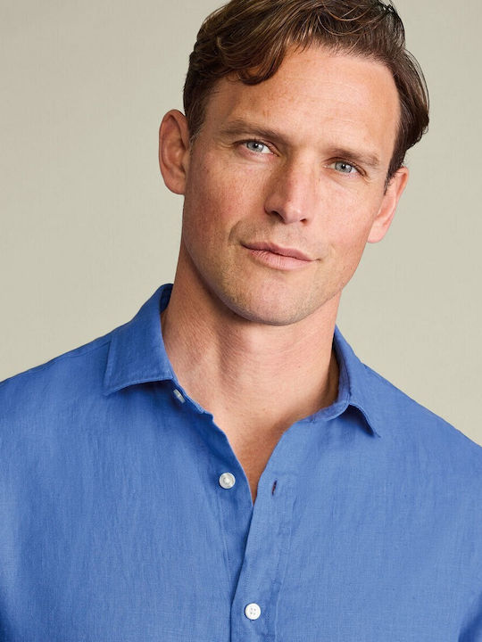Charles Tyrwhitt Linen Shirt Blue