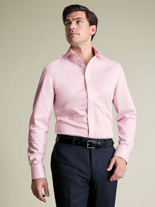 Charles Tyrwhitt Βαμβακερό Πουκάμισο Ροζ
