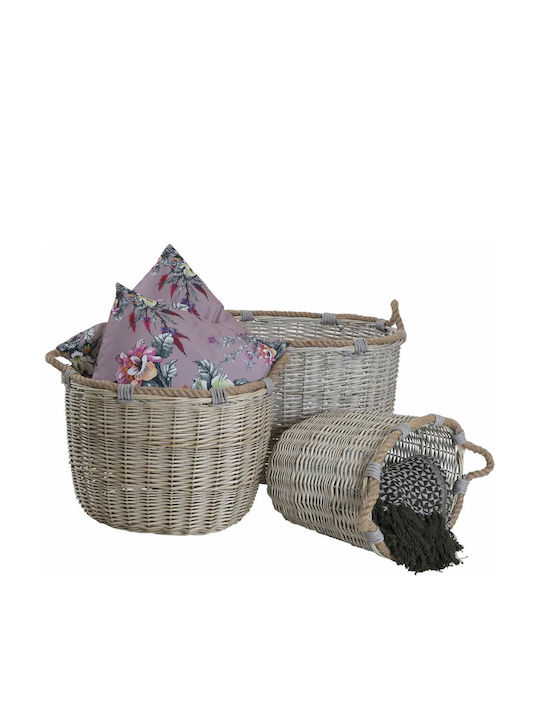 Lesli Living Set of Gray Wicker Decorative Baskets 3 Pieces
