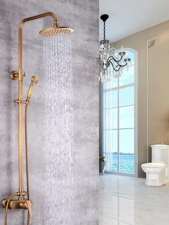 Landsh Shower Column with Bathtub Mixer Bronze