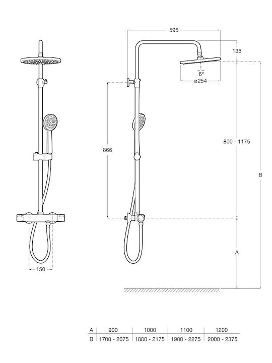 Roca Victoria Shower Column Without Battery Silver