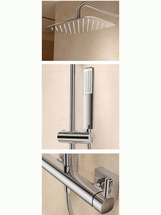Imex Duschsäule mit Wannenbatterie Silber