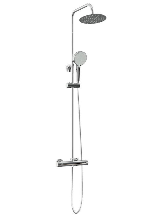 Vidaxl Satz Thermostat-Duschset Chrombeschichtung
