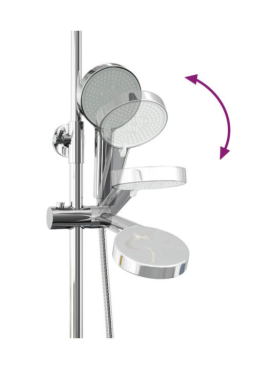 Vidaxl Satz Thermostat-Duschset Chrombeschichtung