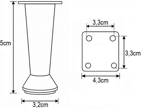 Möbelbein Rund Kegelförmig Finetto Nikel Satin 135-8109#00007 100mm