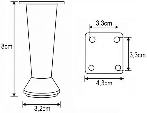 Möbelbein Rund Kegelförmig Finetto Nikel Satin 135-8109#00007 100mm