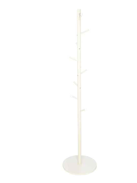 Metal Coat Rack 726080 White Ø40x175cm 8 Hooks